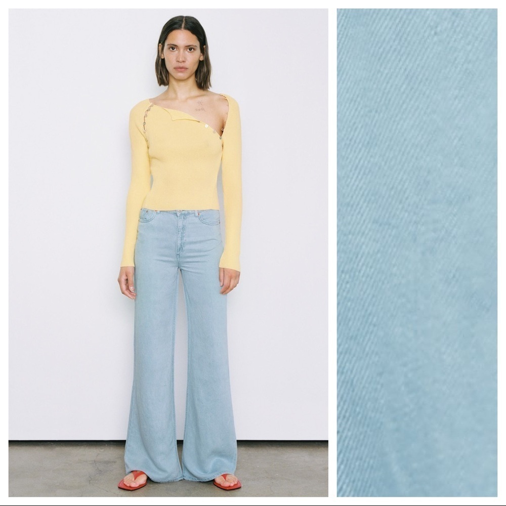 NWT. Zara The Ditta Wide Leg ZW Signature High Waisted Denim Jeans. Size 8.